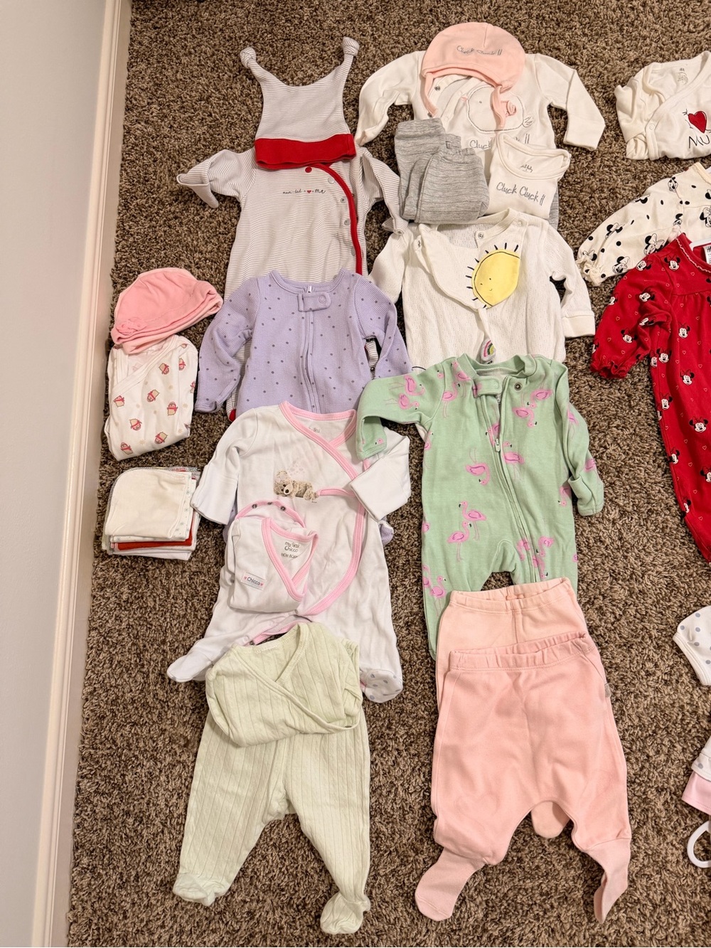 Carter's Baby One-Piece Footies Lot in Pink, Green, Lavender, White, Red